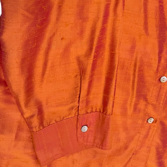 Chico’s Silk Shamtung Irridescent Jacket Top 3/4 Sleeve Notch Collar Size XL - Picture 11 of 11